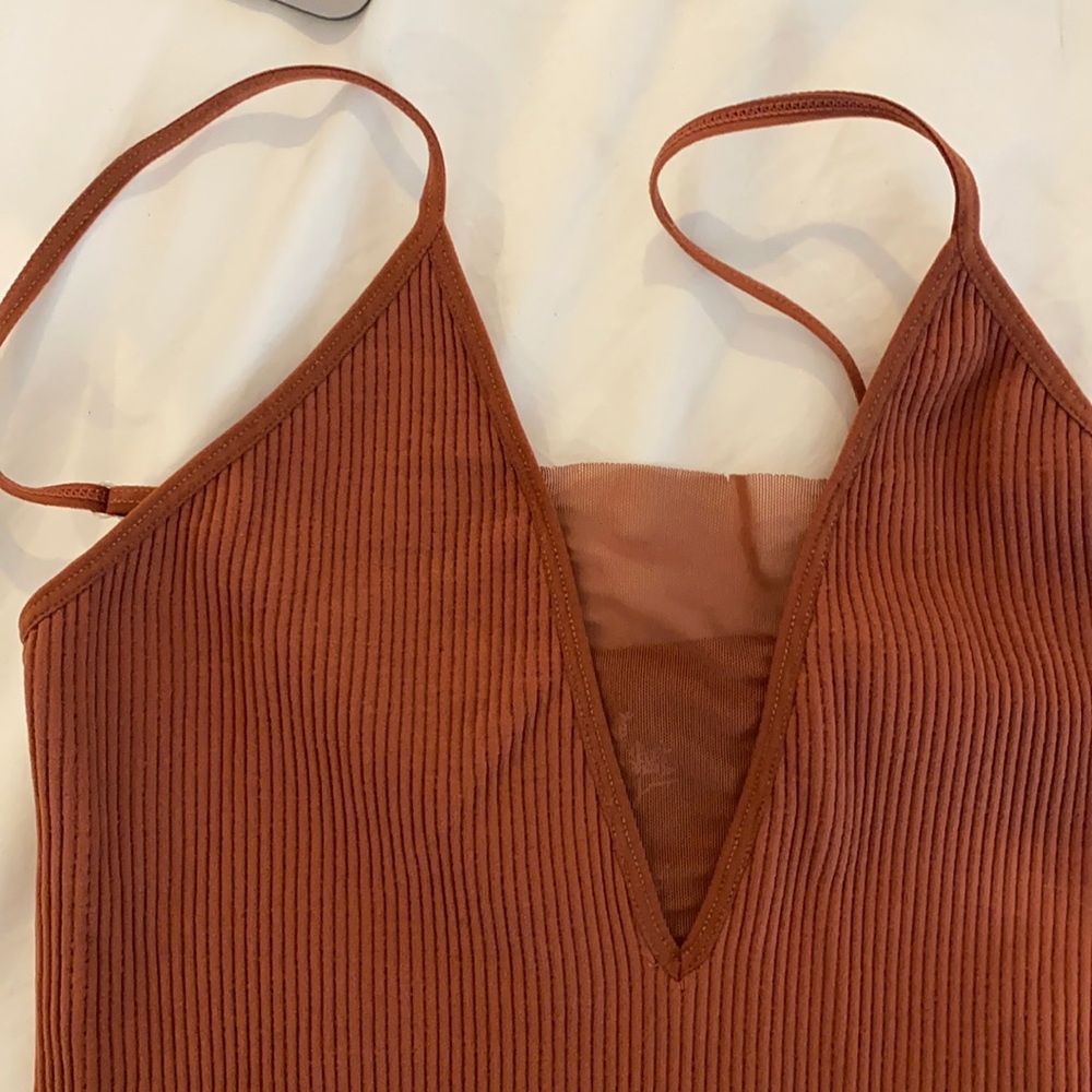 Free people rust colored rib tank top size xs/s